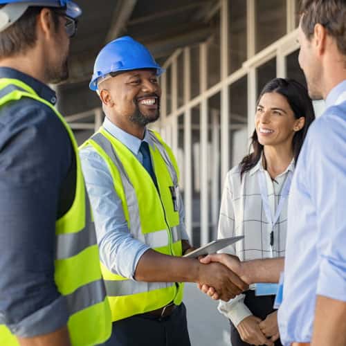 General contractor shaking hands with a customer